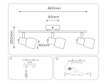 Настенно-потолочный спот TR3965/3 CH/FR хром/белый матовый E27*3 max 460*82*200