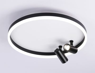 Потолочный светодиодный светильник с пультом управления FL5113/1+2 WH/BK белый/черный 43W 3000K-6400K D500*130 (ПДУ ИК)