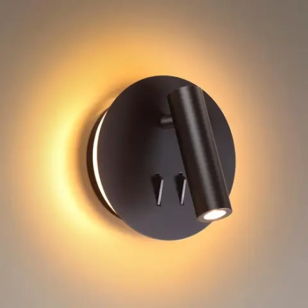 3911/9WL HIGHTECH ODL20 471 черн/металл Наст-й св-к с лампой д/чтения с выкл LED 9W 3000K 220V BEAM