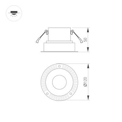 Корпус PLURIO-BASE-BUILT-TRIMLESS-R120 (BK, 1-2, 200mA) (Arlight, IP20 Металл, 3 года)