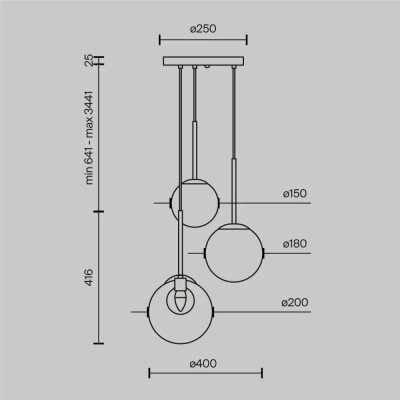Подвесной светильник Basic form G9х3, MOD521PL-03G. TM Maytoni
