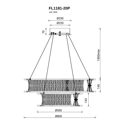 Люстра подвесная Sacrement Gold FL1181-20P, LED