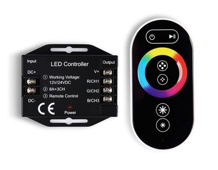 Контроллер для светодиодных лент RGB с сенсорным радио пультом 2.4G 24A 12V 288W/ 24V 576W GS11401 (AAA)
