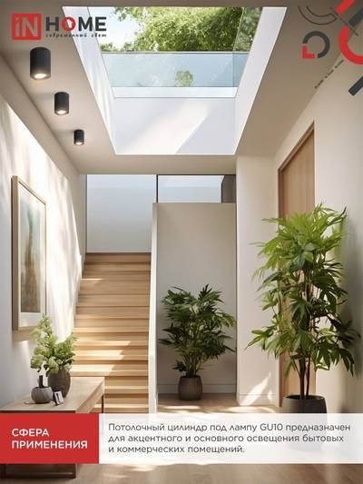 Светильник НПБ ЦИЛИНДР-GU10-RT-BL 230В 70х84мм потолочн. поворотн. под лампу GU10 алюм. черн. IN HOME 4690612053646