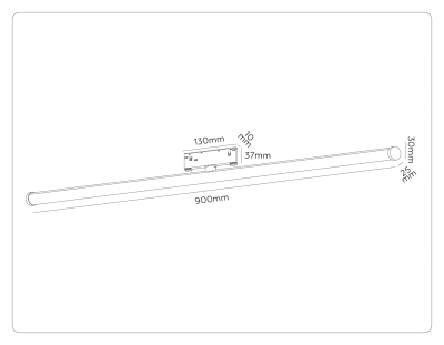 Светильник светодиодный трековый Magnetic 48V 10mm GL2380 BK черный IP20 30W 3CCT 3000-6400K 900*25*73