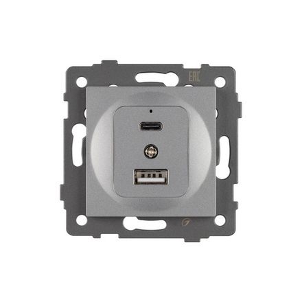 Механизм USB розетки SCT-MUAC-PL-GR-V (5V, 3A, QC4) (Arlight, -)