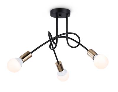 Потолочный светильник в стиле лофт TR80415/3 BK/GD черный/золото E27/3 max 60W D670*370