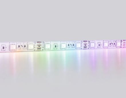 Комплект светодиодной ленты RGB 5m GS2502 5050 60Led/ 14.4W m/ 12V IP65 RGB/ 5000*10*2.87mm/ кратность резки 50mm (4 конт.) (адаптер, вилка, контроллер, пульт в комплекте)
