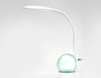 Светодиодная настольная лампа с RGB подсветкой DE532 WH белый LED 4200K+RGB 7.5W