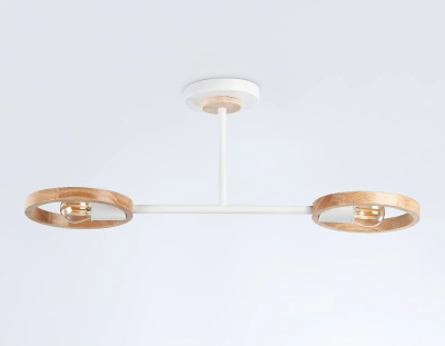 Подвесной светильник со сменной лампой TR8243/2 WH/LWD белый/светлое дерево E27/2 max 40W 590*165*220
