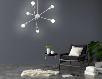 Подвесной светильник в стиле лофт TR80432/6 WH/GD белый/золото E27/6 max 60W D950*730