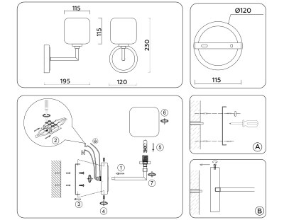 Светильник настенный LH53007 SN/FR сатин никель/белый матовый G9 max 40W 195*120*230