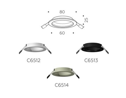 Корпус светильника встраиваемый для насадок D60mm C6512 SWH белый песок D80*H25mm MR16 GU5.3
