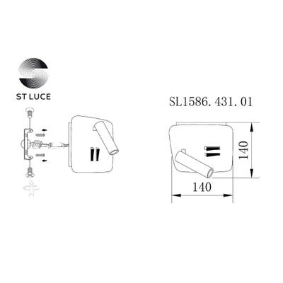 SL1586.431.01 Светильник настенный Черный LED 1*9W 3000K Lm Ra&gt;80  IP20 L-xW140xH140 170-240V