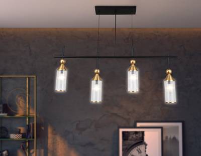 Светильник подвесной LH55254/4 BK/BS/CL черный/латунь/прозрачный E14*4 max 40W 845*65*1150
