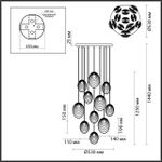 5038/11 MODERN ODL24 295 черный/дымчатый/металл/стекло Люстра каскадная G9 11*40W MUSSELS