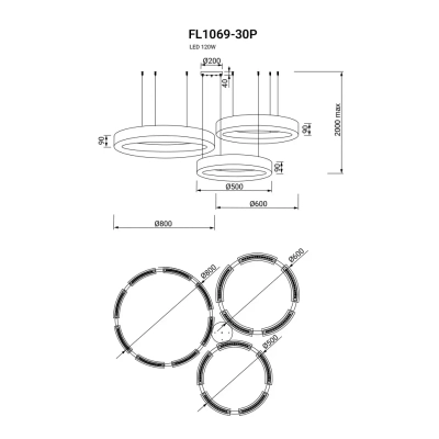 Люстра подвесная Bonum Lux FL1069-30P, LED