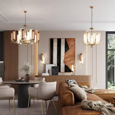 5467/60L MODERN ODL_EX26 белый/коричневый/античная бронза/металл/стекло/декор металл Люстра LED x 60W (5W*12) 3000K LION