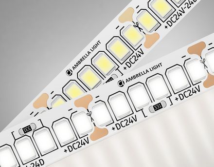 Светодиодная лента GS3402 2835 240Led/ 20W m/ 24V IP20 4500K/ 5000*10*1.2mm/ кратность резки 25mm (2 конт.)