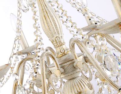 Подвесная люстра с хрусталем TR4945/8 WH/GD/CL белый/золото/прозрачный E14/8 max 40W D715*555