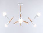 Подвесной светильник в стиле лофт TR80485/6 WH/LW белый/светлое дерево E27/6 max 60W D930*510