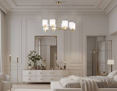 Светильник подвесной LH57033/8 BS/SM латунь/дымчатый E14/8 max 40W D830*710