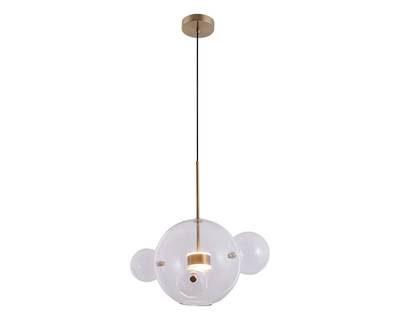 07545-4,21(36) Подвес Галла прозрачный (цвет корпуса латунь) w40*45 h200 Led 14W (3000К)
