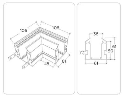 Коннектор угловой для корпуса в натяжной потолок Magnetic 220V 100*100*61 GL1043 BK черный (соединители в комплекте)