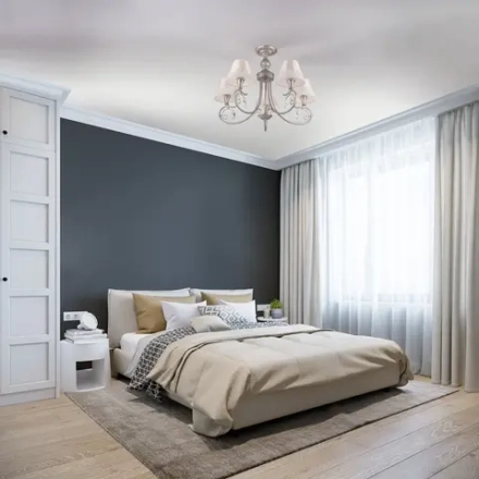 Люстра в классическом стиле с абажурами 60069/5 серебро, E14х5