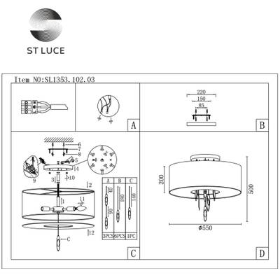 SL1353.102.03 Люстра потолочная ST-Luce Хром/Белый E14 3*60W