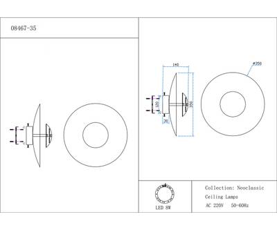 Бра Синди черный/белый d35 h12 Led 6w (4000K)