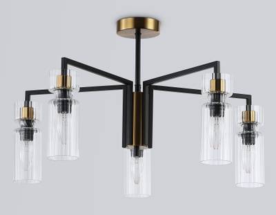 Светильник на штанге LH56113/5 BK/BS/CL черный/латунь/прозрачный E14*5 max 40W D605*350