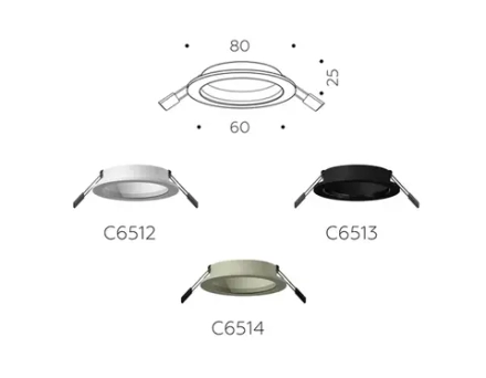 Корпус светильника встраиваемый для насадок D60mm C6512 SWH белый песок D80*H25mm MR16 GU5.3