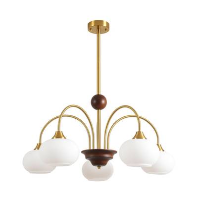 8323/5C MODERNI LN латунь/белый, металл/стекло/дерево Люстра потолочная E27 5*60W 220V LARINA