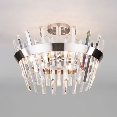 Умная потолочная люстра с хрусталем 10111/5 сатин-никель/прозрачный хрусталь Strotskis