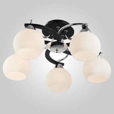 Потолочная люстра с белыми плафонами 9654/5 хром/черный