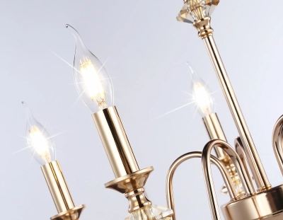 Подвесная люстра с хрусталем TR4955/5 FGD/TI золото/янтарь E14*5 max 40W D560*595