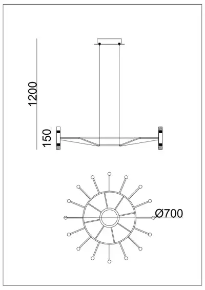 Подвесная люстра Arte lamp EMPIRE A2482SP-32BK, 1хLED