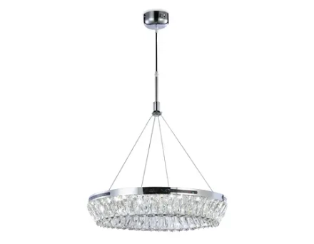 Подвесная светодиодная люстра с хрусталем TR5022 CH/CL хром/прозрачный 3000K/4200K/6400K 47W D500*540 (Без ПДУ)