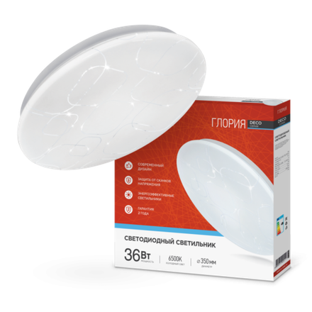 Светильник светодиодный DECO ГЛОРИЯ 36Вт 6500К 3240лм 230В 380х55мм IN HOME 4690612025117