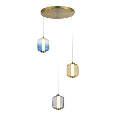 SL1193.303.03 Светильник подвесной ST-Luce Латунь/Янтарный,Дымчатый,Голубой LED 3*11W 3000K