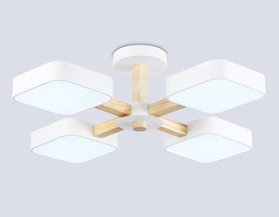 Светильник светодиодный подвесной FL4879/4 WH/WD белый/дерево 24W 3000-6000K D610*160 (без ПДУ)