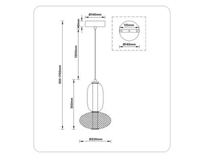 Светильник светодиодный подвесной LH11007 BK/FR черный/белый матовый 15W 3000K D220*350