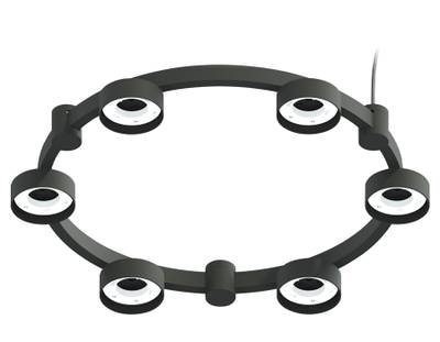 Корпус светильника Techno Ring подвесной для насадок Ø85мм C9232/6 SBK черный песок D550*70.5mm GX53/6