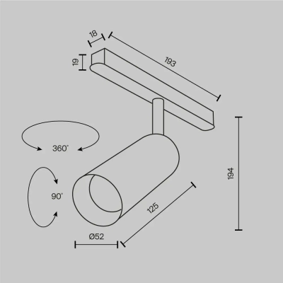 Трековый светильник Фокус / Focus Led Exility 4000K 12Вт 36°, TR032-2-12W4K-M-BW. TM Maytoni