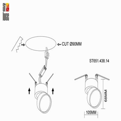 ST651.438.14 Встраиваемый поворотный светильник Черный LED 1*14W 3000K 1 100Lm Ra&gt;90 120° IP20 D105xH68 170-240VV