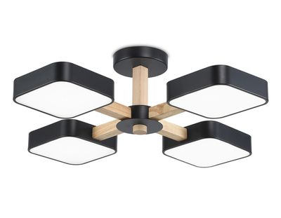 Светильник светодиодный подвесной FL4880/4 BK/WD черный/дерево 72W 3000-6000K D610*160 (без ПДУ)