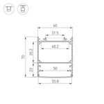 Профиль LINE-6070-2000 ANOD BLACK (Arlight, Алюминий)
