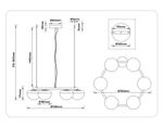 Светильник светодиодный подвесной LH12003/6 BK/GD/SM черный/золото/дымчатый 36W 3000K D760*175