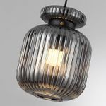 5042/1B PENDANT ODL24 445 черный/дымчатый/металл/стекло/эко.кожа Подвес E27 1*60W JUGI